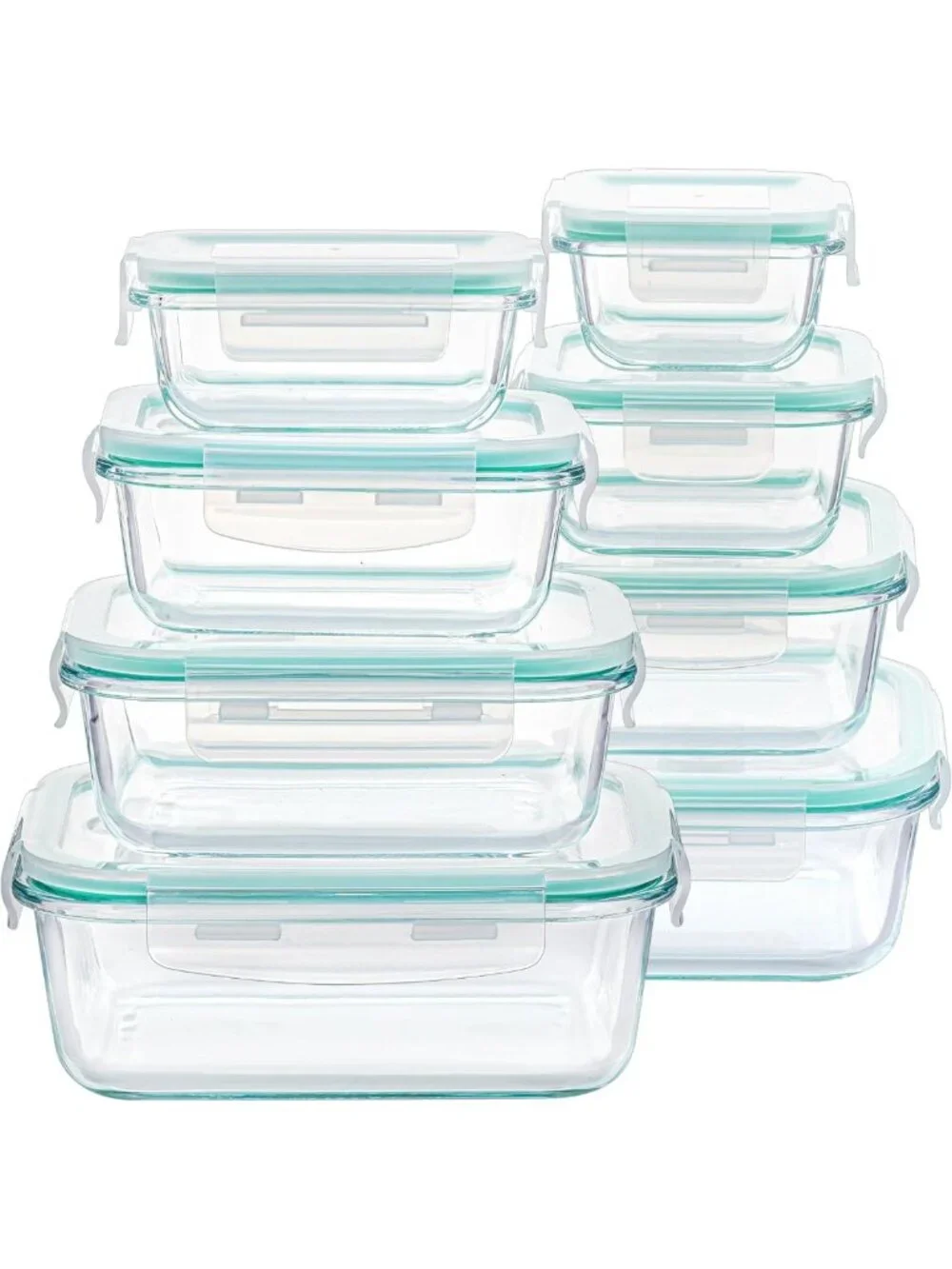 8 Pack Glass Meal Prep Containers with Airtight Lids - BPA Free, Microwave